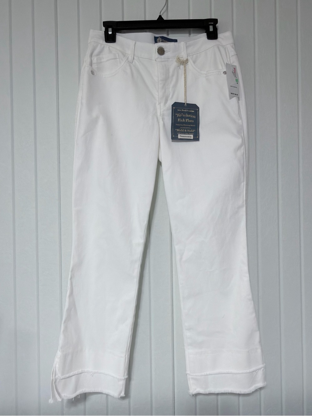 Democracy White Kick Flare Jeans Women’s Mid Rise Stretch Denim